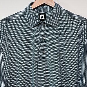 FootJoy Polo Golf Shirt Mens Size L Blue Multi Diamond Athletic Performance Logo